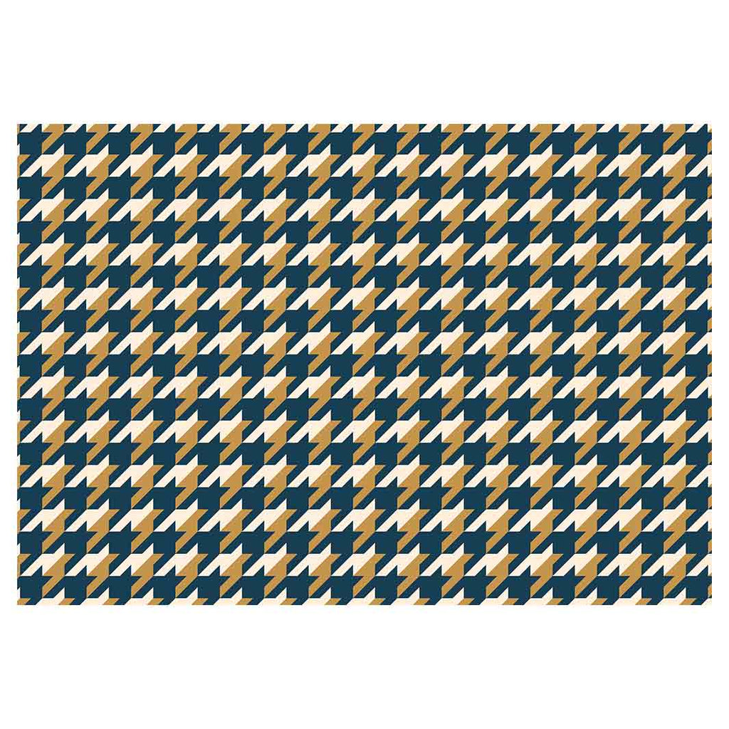 HOUNDSTOOTH BLUE AND GOLD FLEECE BLANKET