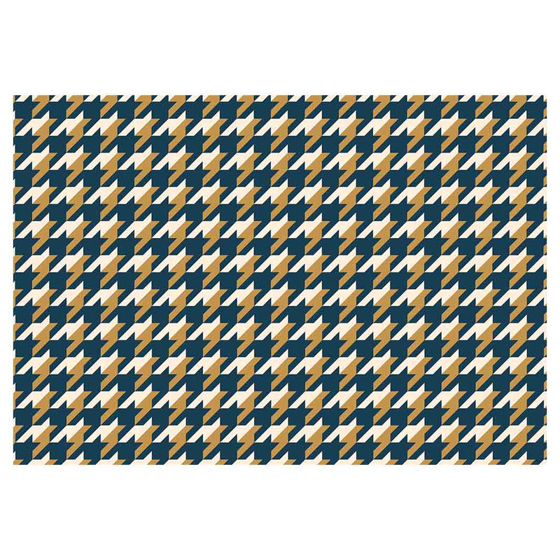 HOUNDSTOOTH BLUE AND GOLD FLEECE BLANKET