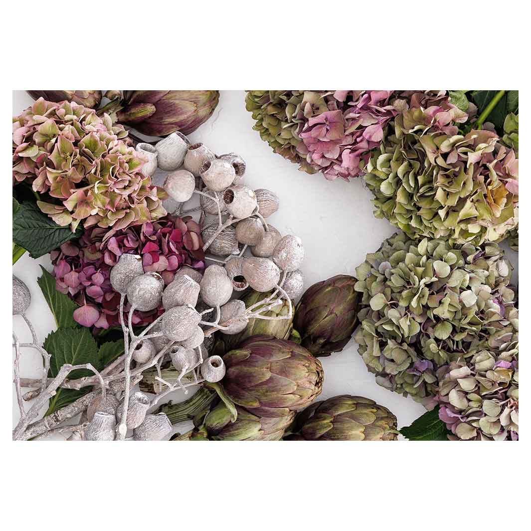 HYDRANGEA AND MUTED ARTICHOKES FLEECE BLANKET