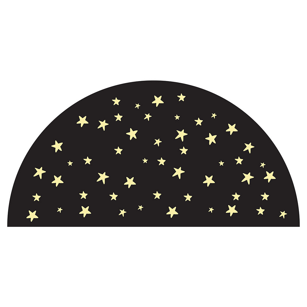 KIDS BLACK AND YELLOW STARS PATTERN HALF ROUND RUG — Cape Rug, Home & Art