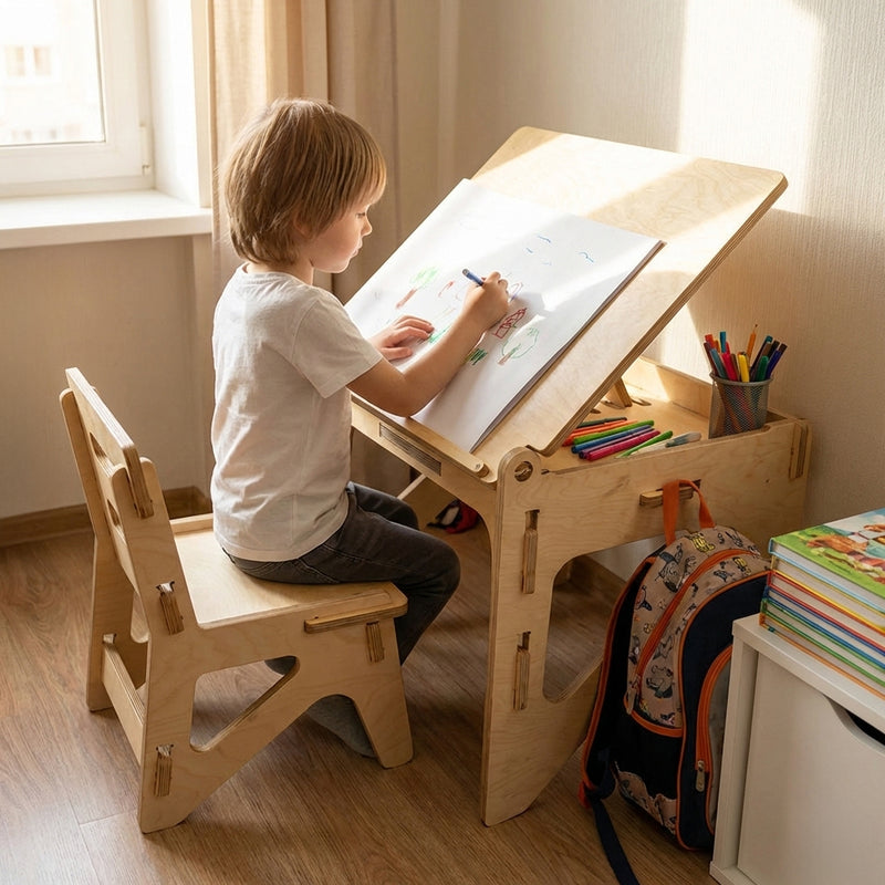 KIDS ADJUSTABLE DESK AND CHAIR SET