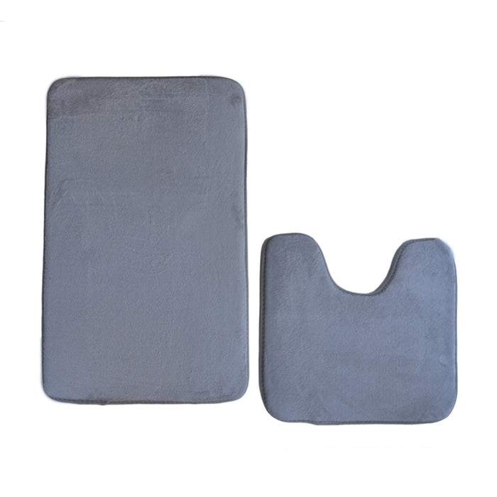 2 PIECE MEMORY FOAM BATH MAT SET LIGHT GREY