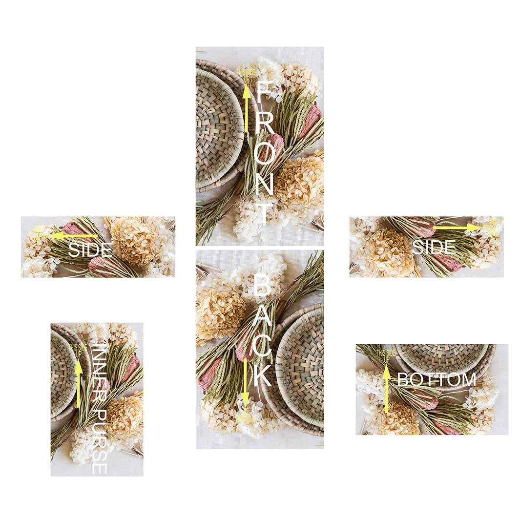 FLORAL CREAM AND GREY BASKET WITH PINK BANKSEAS MY BAG