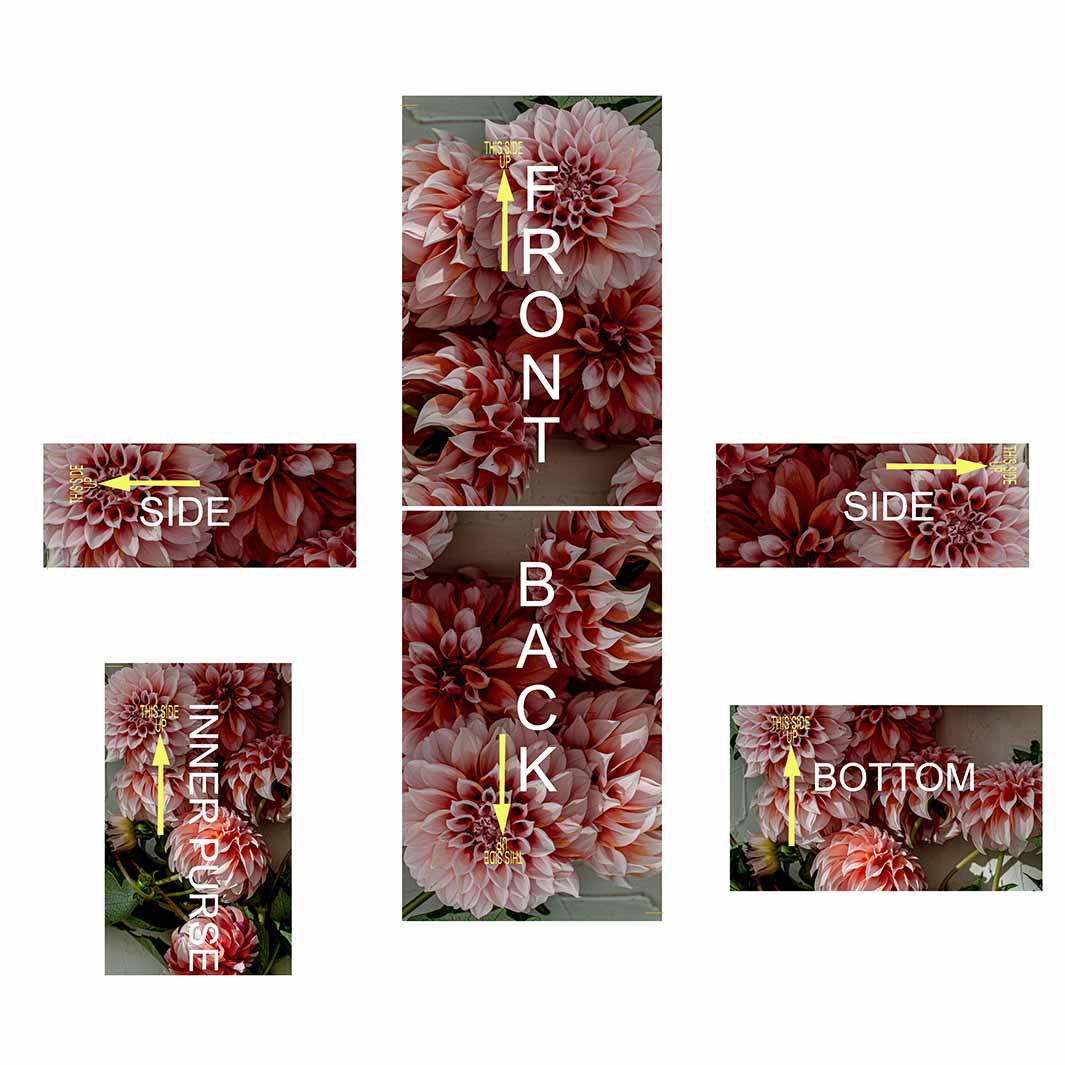 FLORAL ORANGE SCATTERED DAHLIAS WITH LEAVES MY BAG