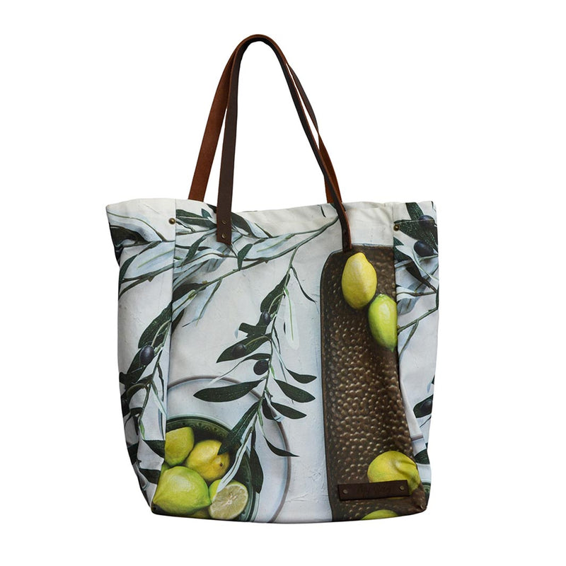 NATURAL YELLOW OLIVE LEAVES AND LEMONS ON WHITE MY BAG