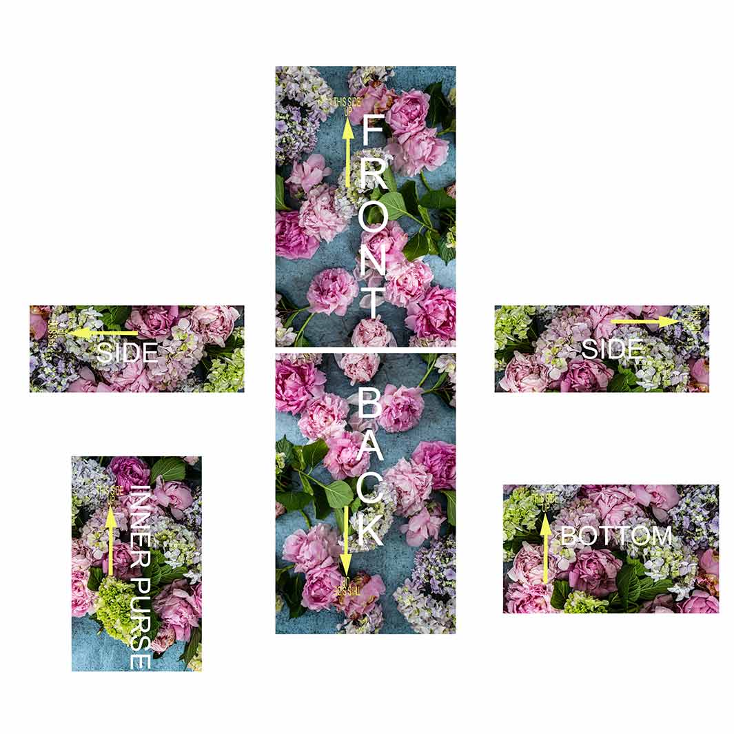 FLORAL PINK PEONY AND HYDRANGEAS ON BLUE MY BAG