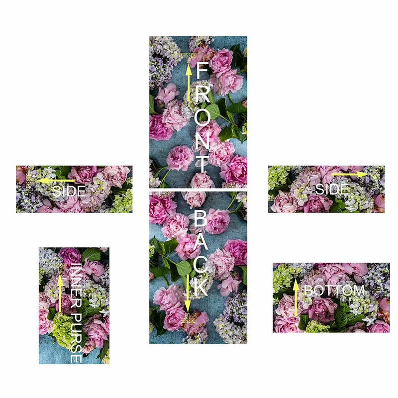 FLORAL PINK PEONY AND HYDRANGEAS ON BLUE MY BAG