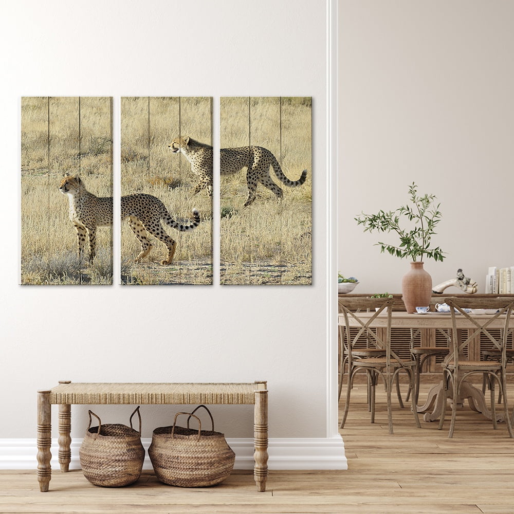 MDF 3pce Collage Cheetahs Hunting