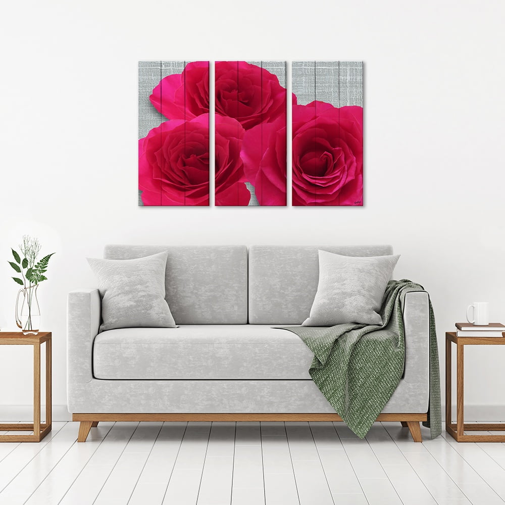 MDF 3pce Collage Pink Roses — Cape Rug, Home & Art