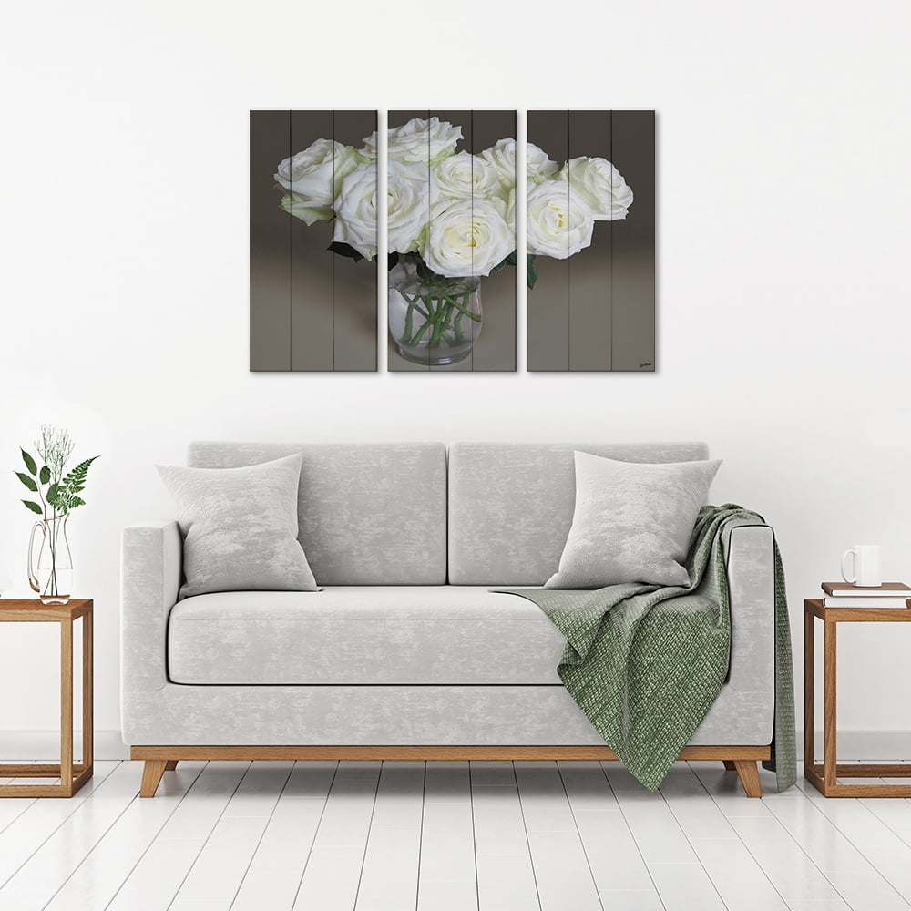 MDF 3pce Collage Vase with White Roses
