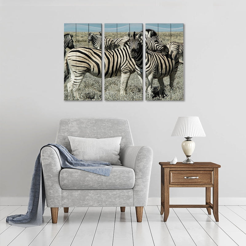 MDF 3pce Collage Friendly Zebra