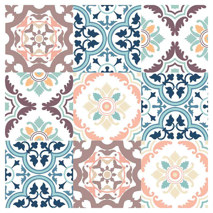 PATTERN BLUE AND MAUVE TILE NAPKIN