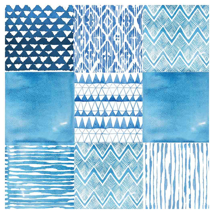 PATTERN BLUE WATERCOLOUR TILE NAPKIN