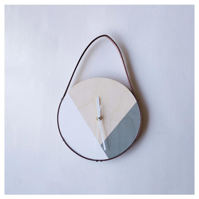 GREY AND WHITE GEOMETRIC NORDIC CLOCK