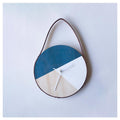BLUE, WHITE AND WOOD GEOMETRIC NORDIC CLOCK