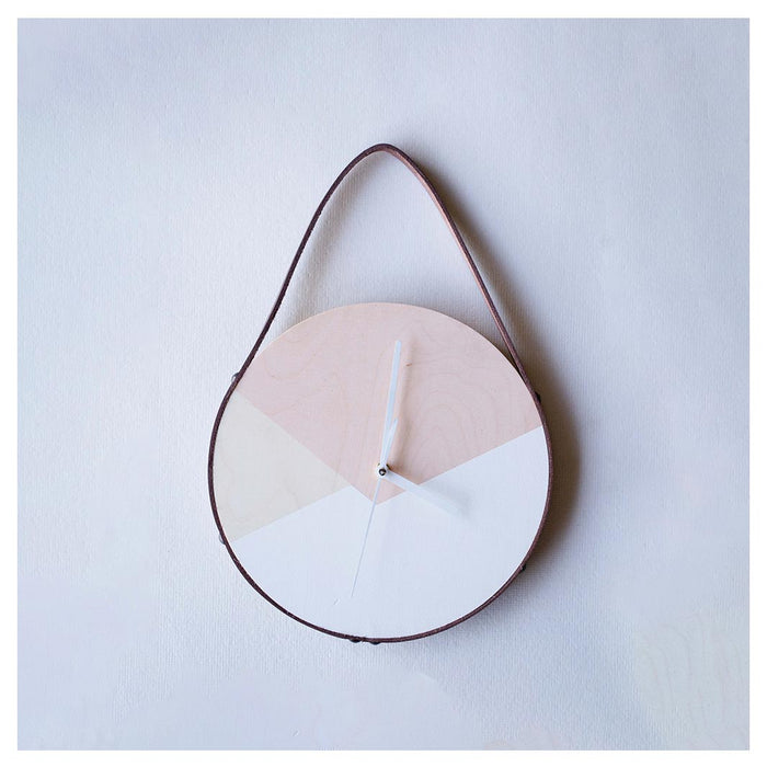 PINK AND WHITE DIAGONAL DESIGN NORDIC CLOCK