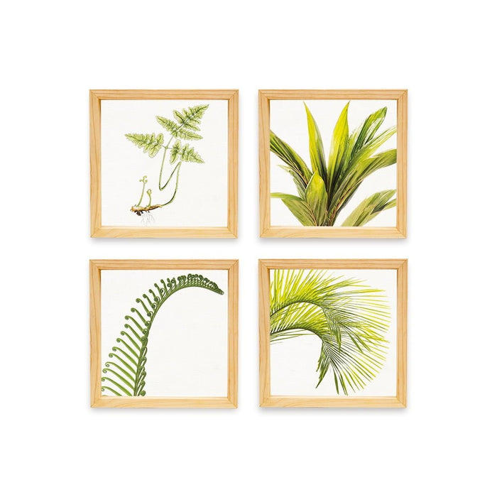 PINE BOXED CANVAS 4PCE COLLAGE LEAFY GREEN