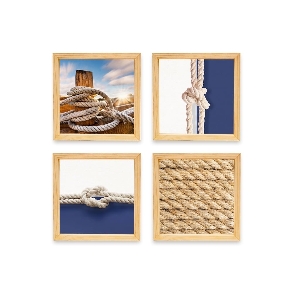 PINE BOXED CANVAS 4PCE COLLAGE SAILOR KNOTS