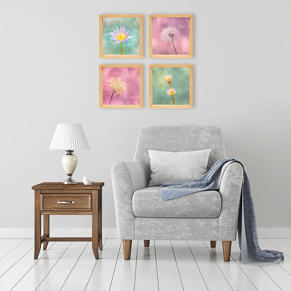 PINE BOXED CANVAS 4PCE COLLAGE CANDY FLOWERS