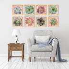 PINE BOXED CANVAS 4PCE COLLAGE SUCCULENTS WITH PAINT SET 1