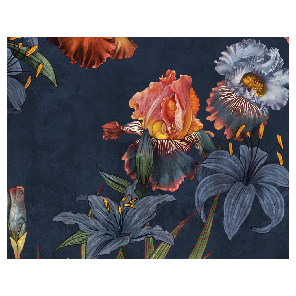 FLORAL NAVY LILIES AND IRIS PAINTING PLACEMAT