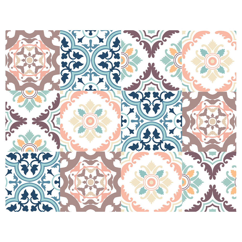 PATTERN BLUE AND MAUVE TILE PLACEMAT