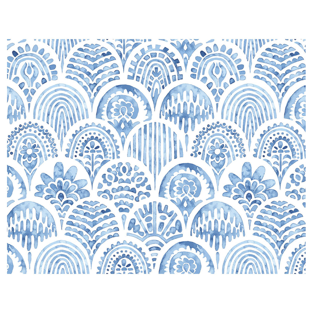 BLUE WATERCOLOUR SCALLOP PLACEMAT