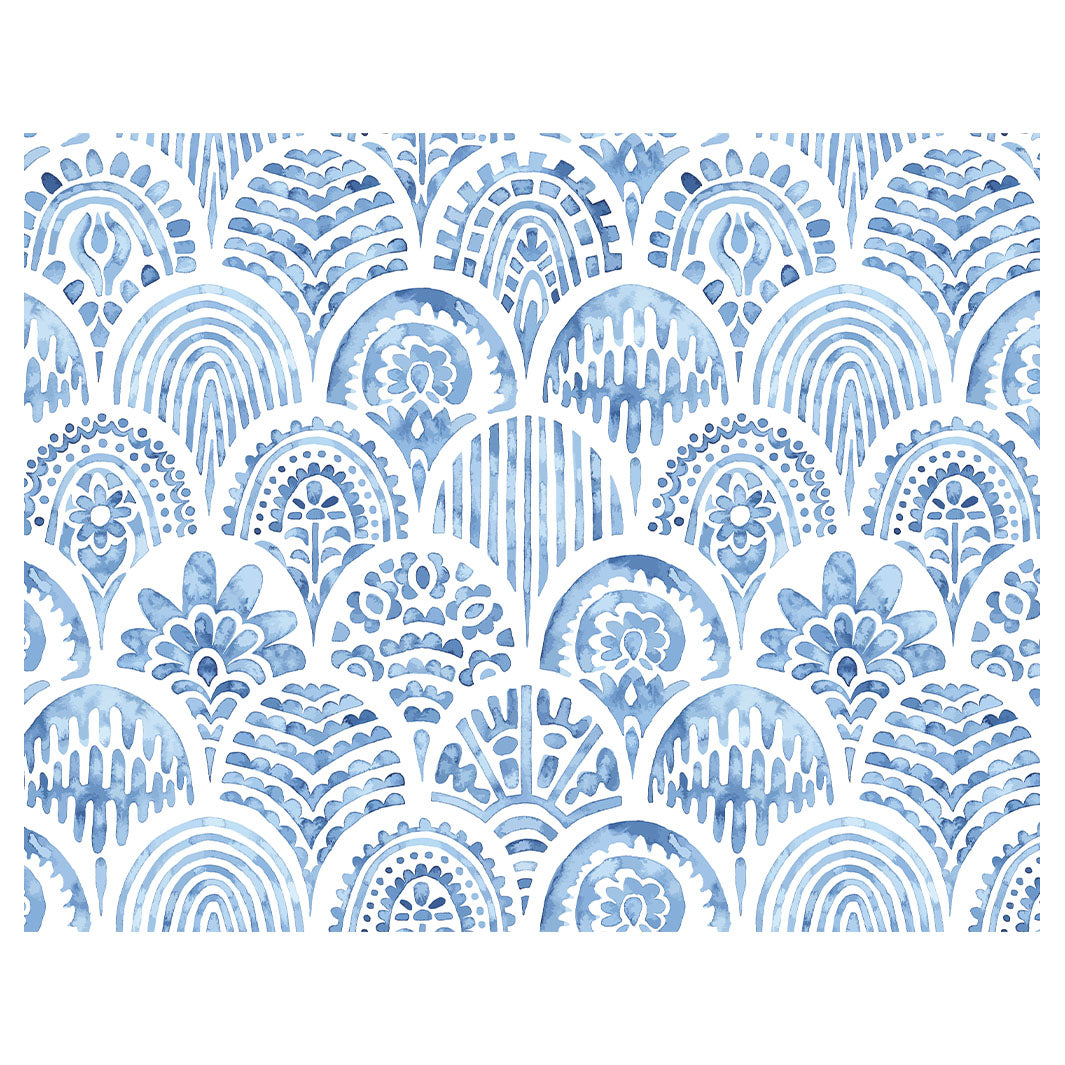 BLUE WATERCOLOUR SCALLOP PLACEMAT