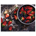 STRAWBERRIES AND BLUEBERRIES ON RUSTIC TRAY PLACEMAT