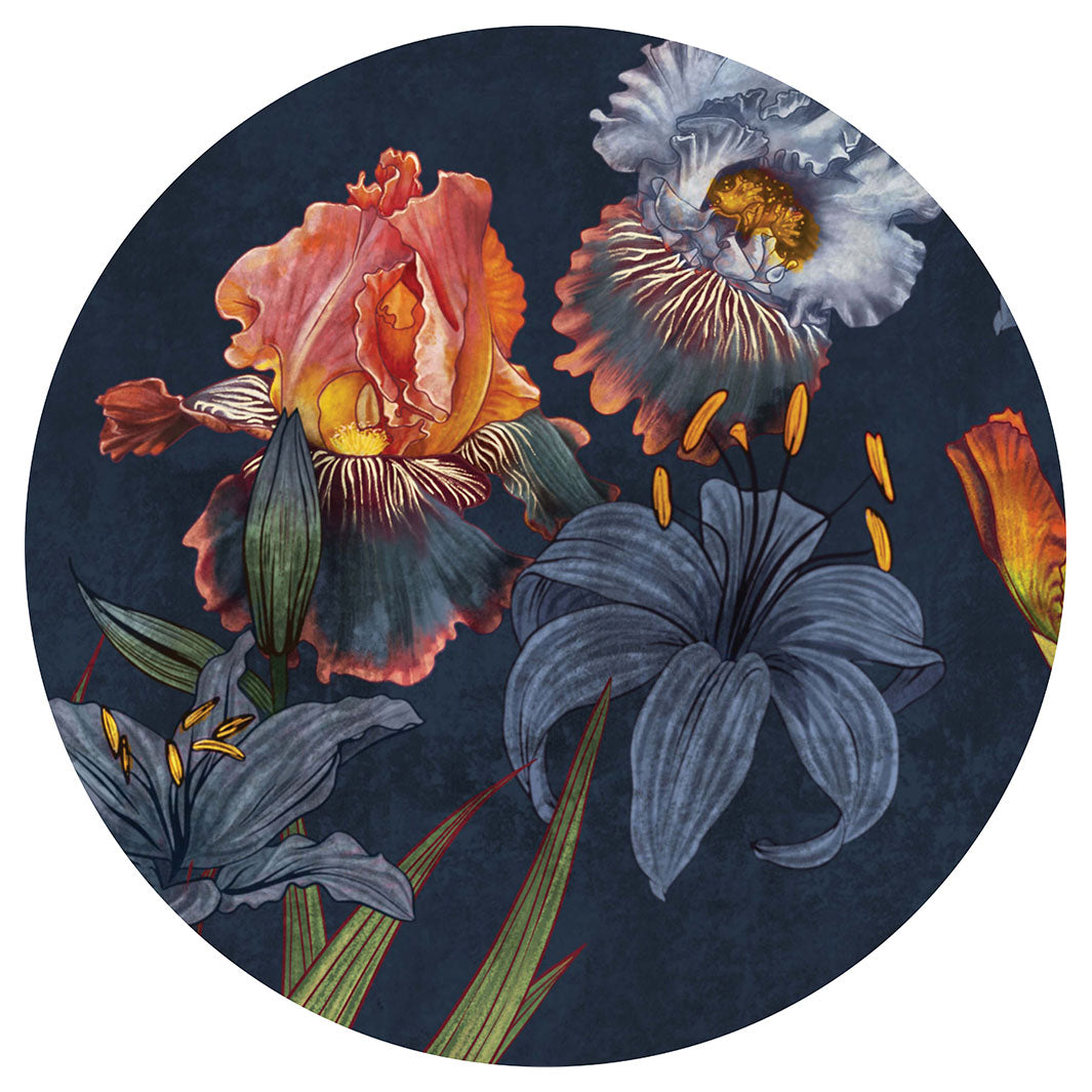 FLORAL NAVY LILIES AND IRIS PAINTING PLACEMAT