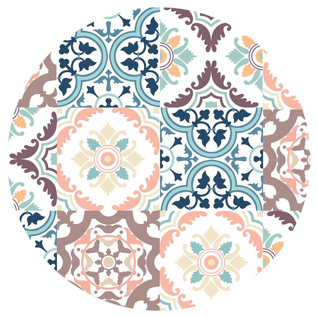 PATTERN BLUE AND MAUVE TILE PLACEMAT