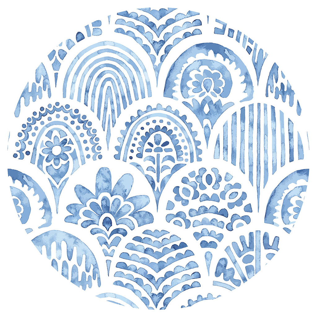 BLUE WATERCOLOUR SCALLOP PLACEMAT