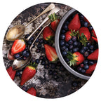 STRAWBERRIES AND BLUEBERRIES ON RUSTIC TRAY PLACEMAT