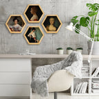 PINE BOXED CANVAS HEXAGONAL 4PCE MUSEUM-ART