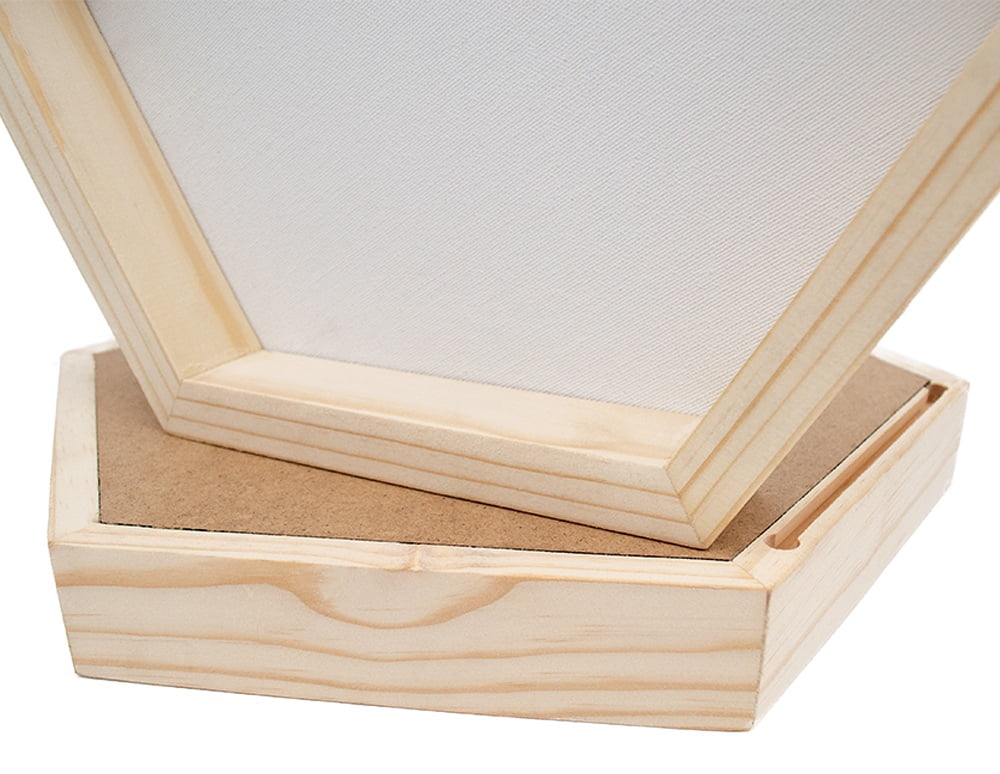 PINE BOXED CANVAS HEXAGONAL 4PCE MUSEUM-ART
