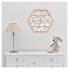KIDS WHITE RAINBOW PATTERN HEXAGON WALL ART