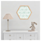 KIDS WHITE RAINBOW PATTERN HEXAGON WALL ART