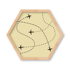 KIDS YELLOW AIRPLANE PATHS HEXAGON WALL ART
