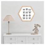 KIDS BLACK AND WHITE CROWNS PATTERN HEXAGON WALL ART