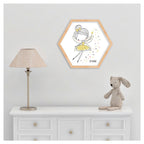 KIDS YELLOW FAIRY PRINCESS LINEART HEXAGON WALL ART