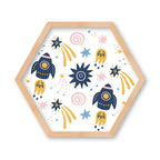 KIDS COLOURFUL SPACESHIPS PATTERN HEXAGON WALL ART