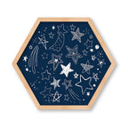 KIDS NAVY AND WHITE STARS PATTERN HEXAGON WALL ART