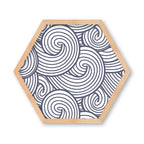 KIDS NAVY WAVES LINE PATTERN HEXAGON WALL ART