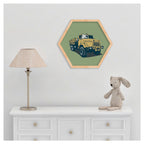 KIDS GREEN YELLOW TRUCK HEXAGON WALL ART