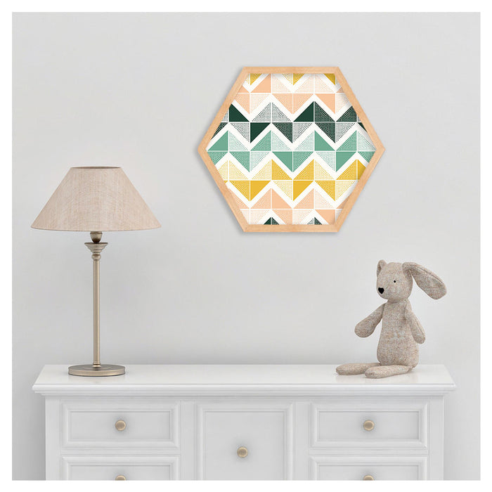 KIDS MULTICOLOUR GEOMETRIC TRIANGLE PATTERN HEXAGON WALL ART