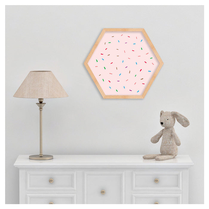 KIDS PINK DONUT SPRINKLES HEXAGON WALL ART