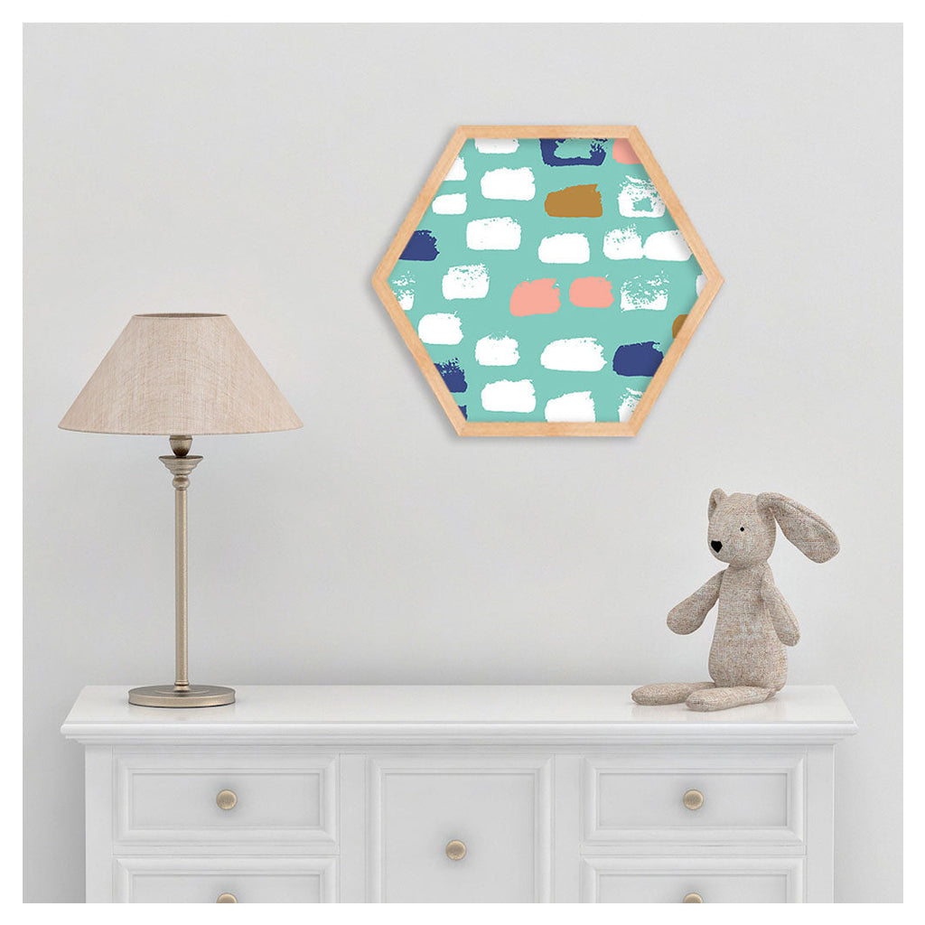 KIDS PAINT BRUSH PATTERN  HEXAGON WALL ART