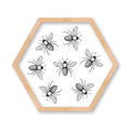 KIDS BLACK AND WHITE BEE PATTERN HEXAGON WALL ART