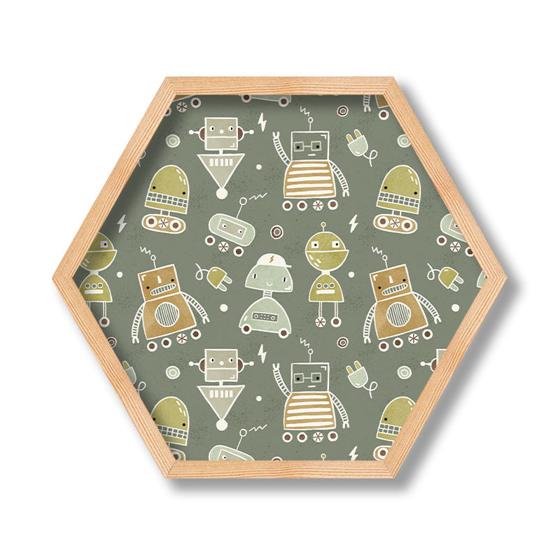 KIDS ROBOTS HEXAGON WALL ART