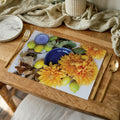 FLORAL YELLOW CHRYSANTHEMUM FLOWERS WITH FOLIAGE PLACEMAT